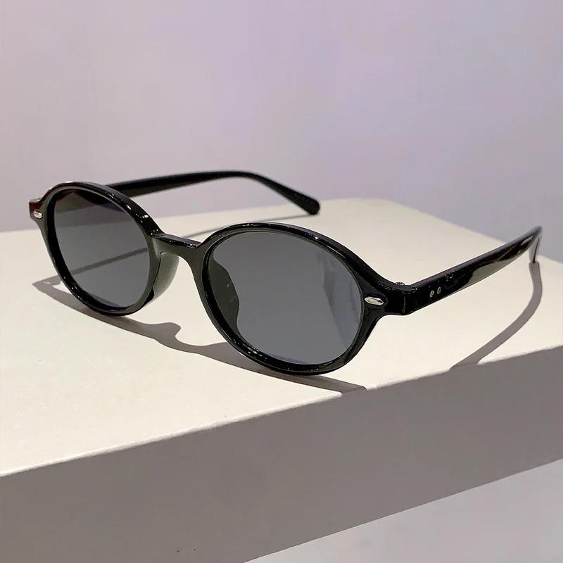 Y2k Vintage Oval Sunglasses Women  New Fashion Candy Color Shades Trendy Retro Solid UV400 Protection Outdoor Eyewear