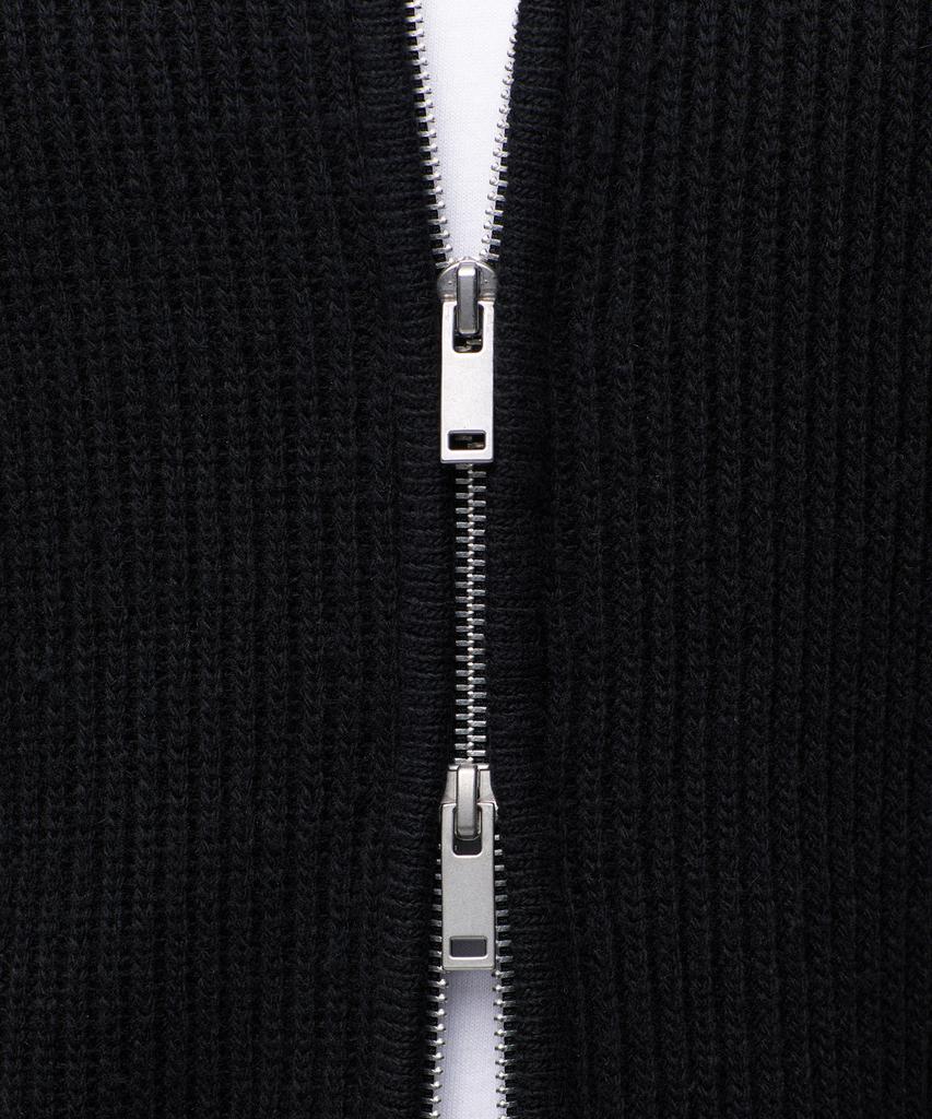 Musinsa Standard Relaxed Ribbed Knit Zip-Up [Black]