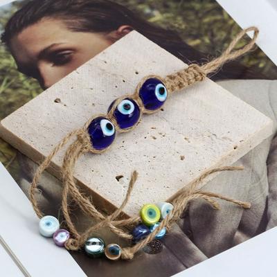 Demon Eye Lucky Charm Protection Tassel Crystals Feng Shui Car Room Decor Turkish Blue Eye Retro Glass Pendant Home Decor Gift