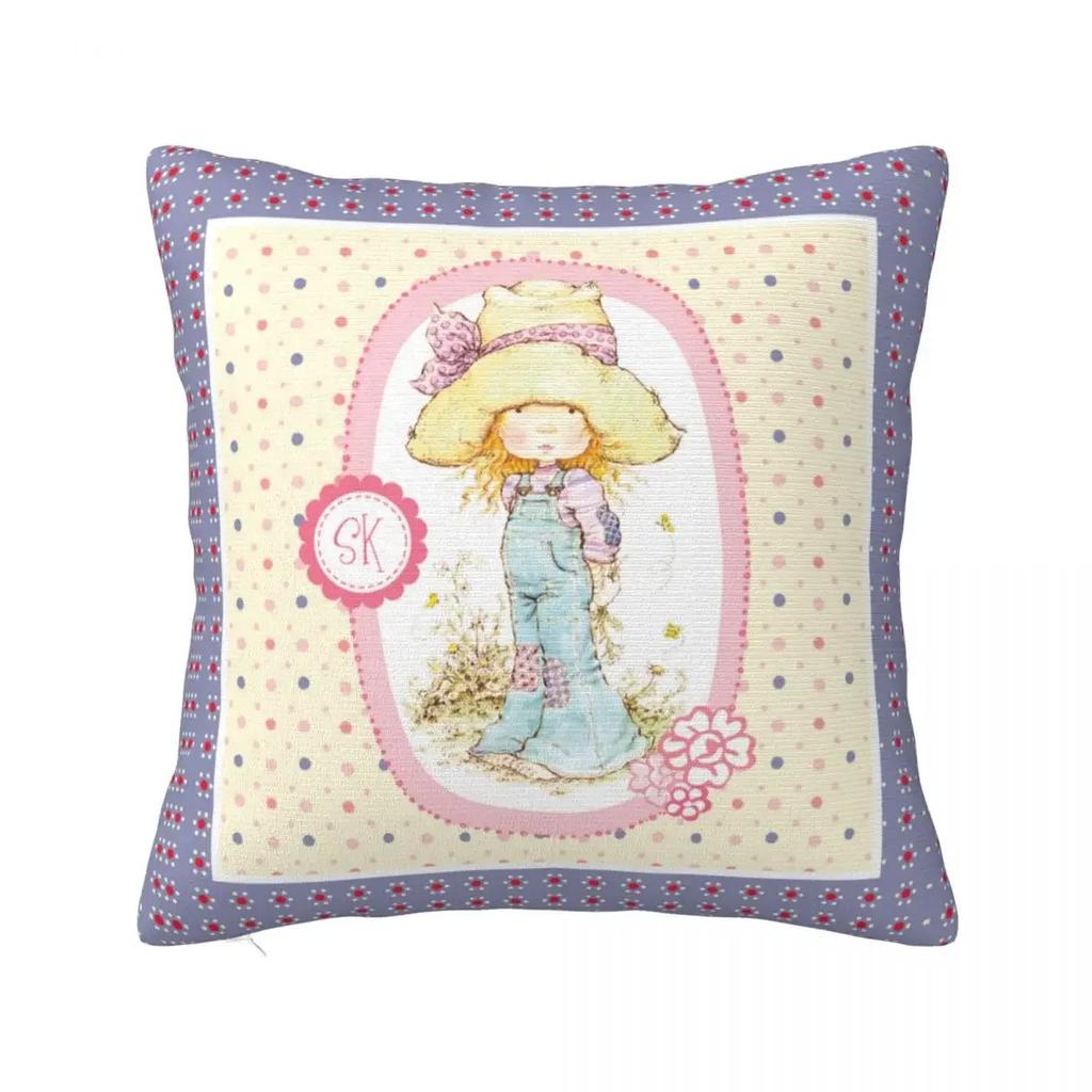 Niedlicher Kissenbezug mit Sarah Kay-Mädchen-Motiv, bedruckter Stoff, Kissenbezug, Dekoration, Cartoon-Kissenbezug für das Landleben, verschiedene Größen