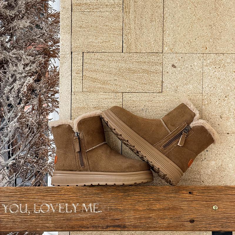 Zamszowe Śniegowce Damskie Buty Zimowe Skóra Naturalna Ciepły Plusz Zimna Zima Damskie Botki Rozmiar Plus 41