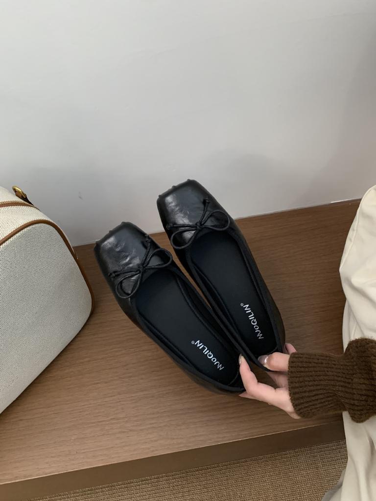 Französische flache Kaffeeschuhe Einzelschuhe Feenschuhe Frühling und Herbst 2025 neu Sommer eckige Zehen Ballerina sanfte Abendschuhe