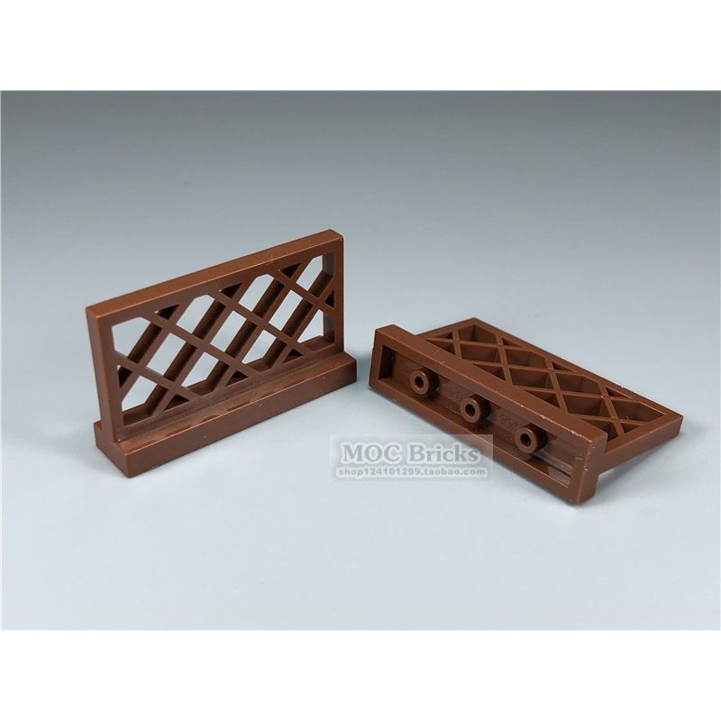 

MOC Building Blocks 93216 Doll Toy Tennis Rackets Props Science and Technology Education Badminton Racket Sports Competition Scene Toys 2 1x 4x 2 grid fence Brown