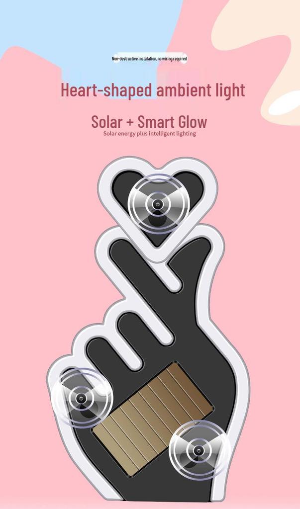 Solar-Powered Wireless Heart-Shaped LED Triangle Light for Car Interior Decoration