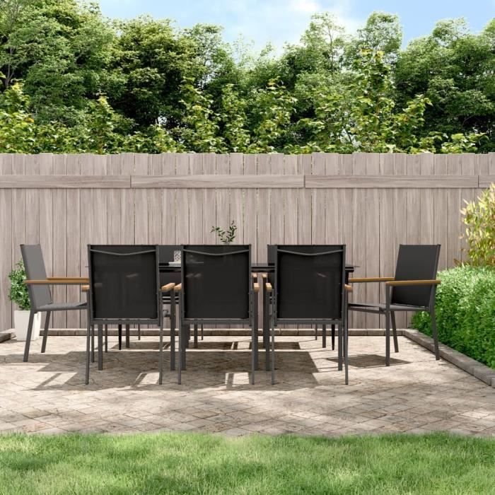 VidaXL Ensemble à manger de jardin 9 pcs noir textilène et acier 3187040