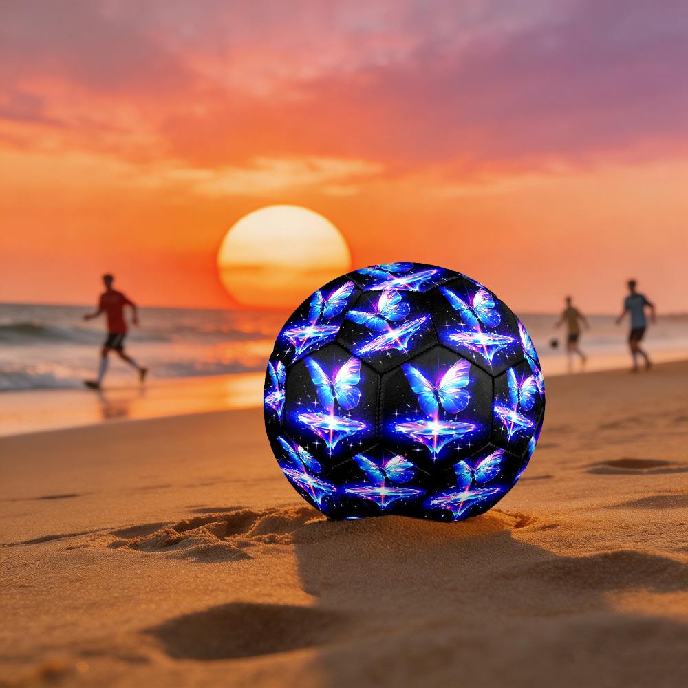 1pc Butterfly Magic Sparkle Theme Soccer Ball Football, Size 5, Lightweight PVC, Outdoor Training Soccer Ball,Gift C6524