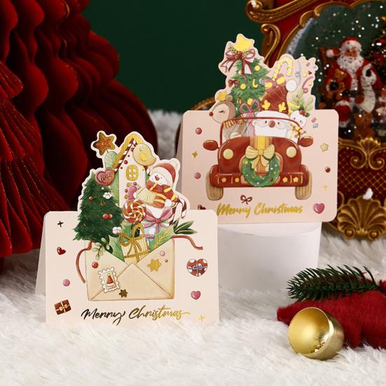 Yousheng 10 Pcs Christmas Greeting Card Gold Stamping Blank Xmas Postcards 3.9 X 5.3 Inch Merry Christmas Cards for Friends Family