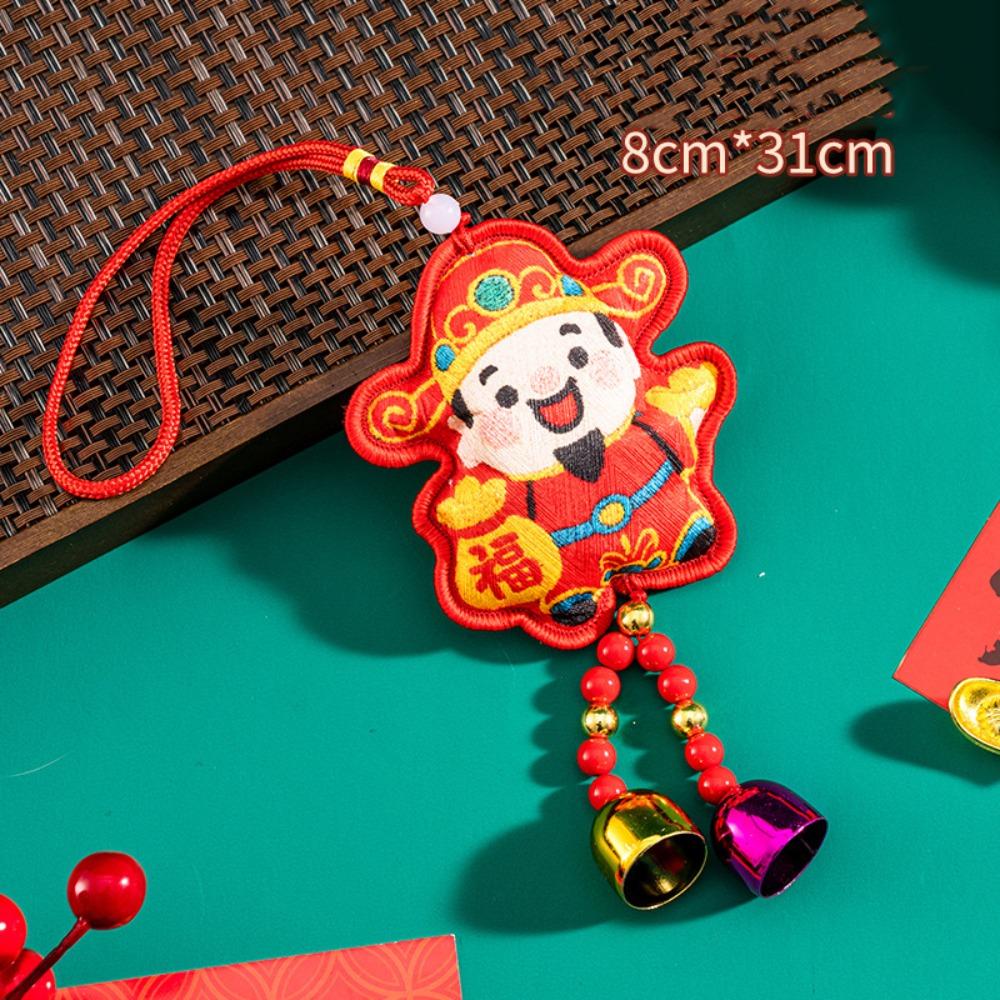 

бог удачи Кулон Бог Богатства Красное Вышитое Украшение на Китайский Новый год Китайский стиль Год Лошади