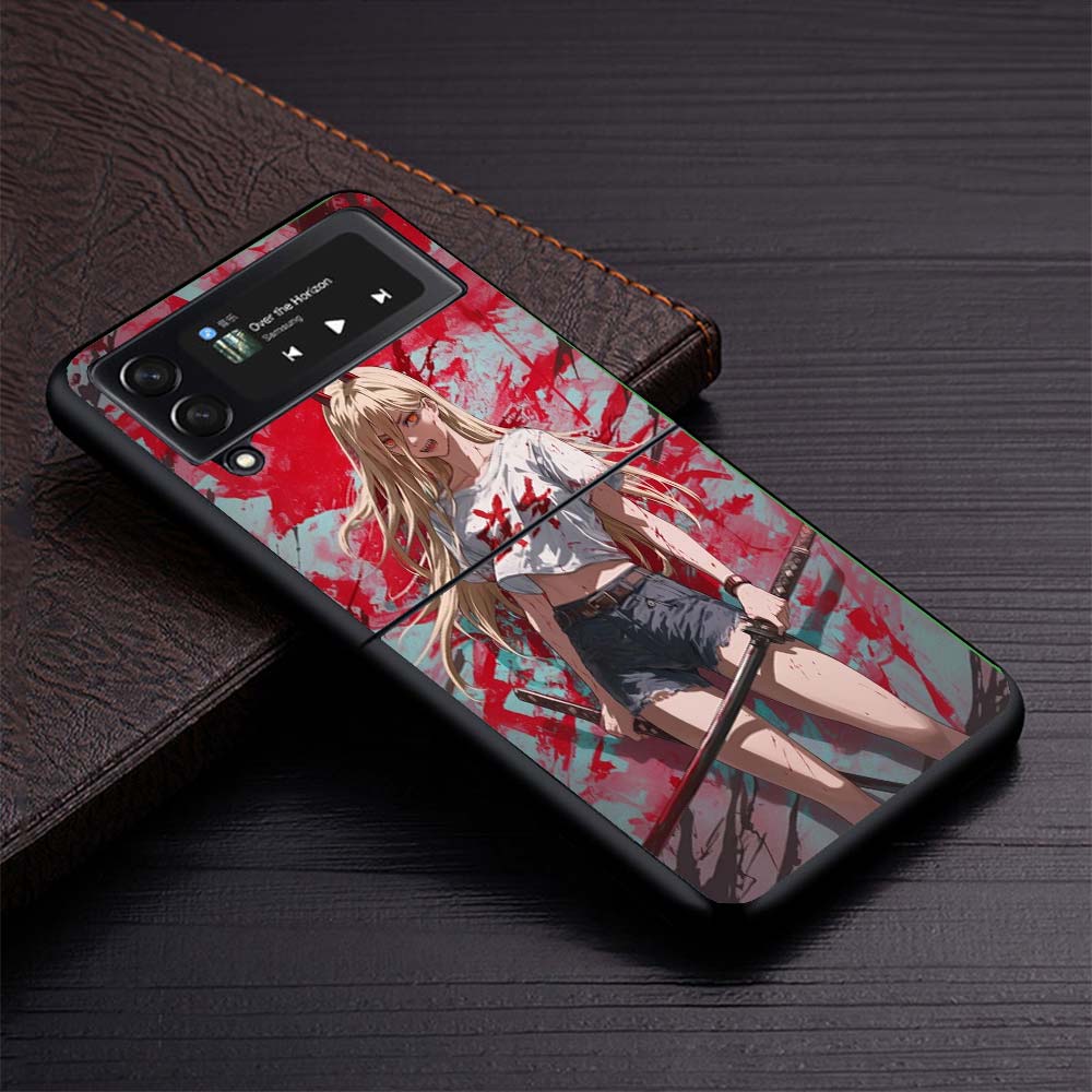 C-Chainsaw Mans Power Phone Case For Samsung Galaxy Z Flip3 Flip4 Flip5 Flip6 Flip7 For Z Flip 7 6 5 4 3 5G Hard Folding Cover G