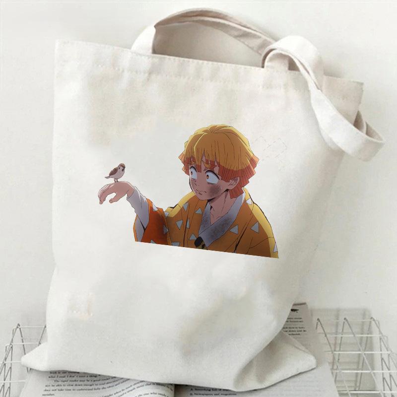 

Japan cartoon comics Zenitsu Agatsuma Printed Canvas Bag Large Capacity Commuter Tote Bag Casual Shoulder Bag for Women 7563 CLE 35*40