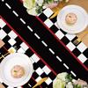 Racing Car Table Runners Car Party Decoration Black Checkered Flag Disposable Tablecloth for Race Theme Birthday Party Supplies