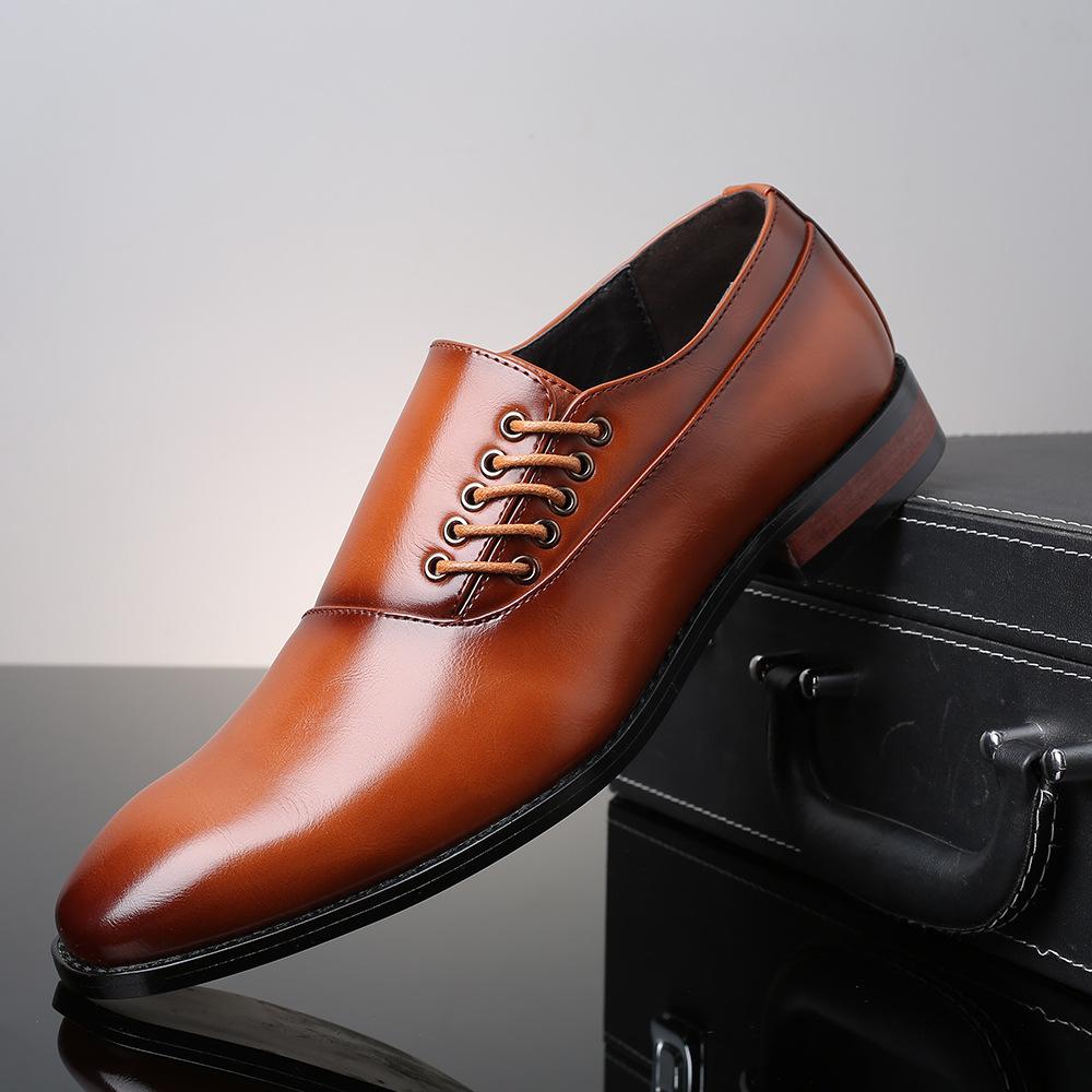 2025 New Men's Large Size Business Dress Leather Shoes Fashion Casual Side Lace Up Men's Shoes Men Shoes