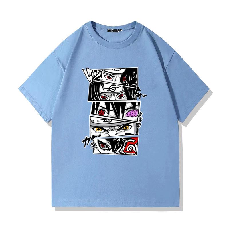 Loose Summer Childrens Tshirt Japanese Anime Naruto Peripheral Pure Cotton Printed Parentchild Casual Short Sleeved Shirt