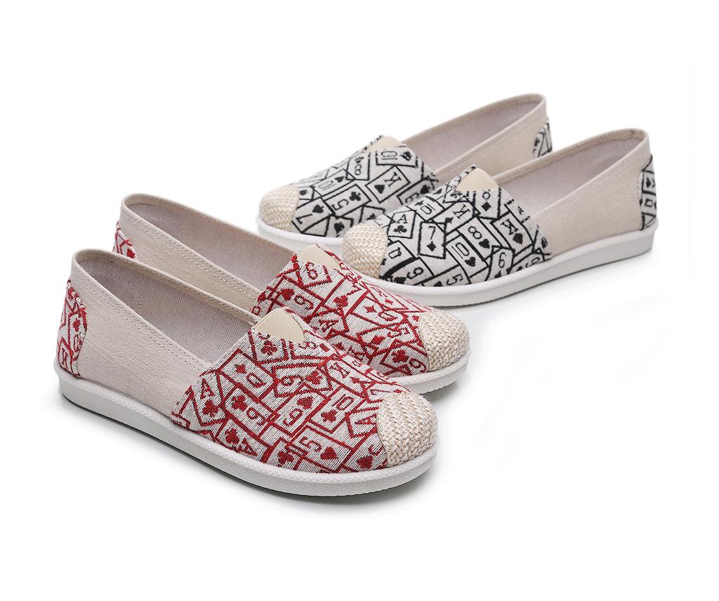 Women's Low-Top Slip On Canvas Loafers Fashion Lightweight Casual Graffiti Print Canvas Flats Shoes for Women Comfortable Breathable Walking Shoes