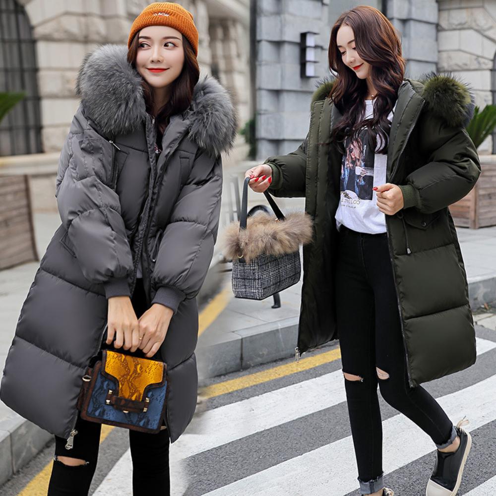 Chaqueta acolchada de algodón, abrigo de pan de longitud media para mujer, chaqueta acolchada de algodón con cuello de piel grande, nuevo abrigo engrosado