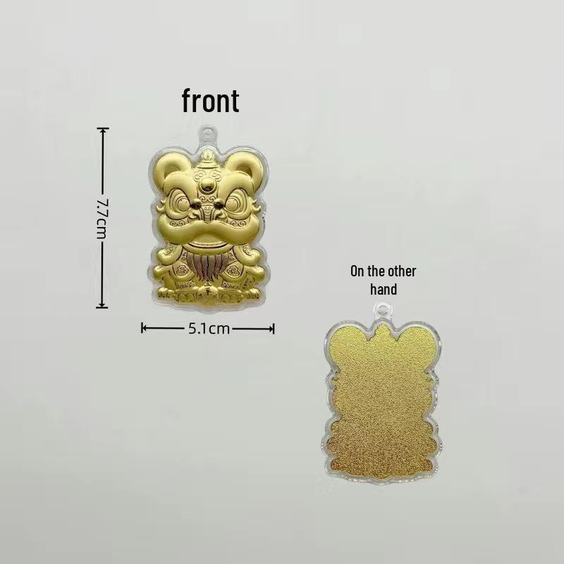 999 Fine Gold Cartoon Lion Dance Pendant Charm - New Year Gift Gold Foil