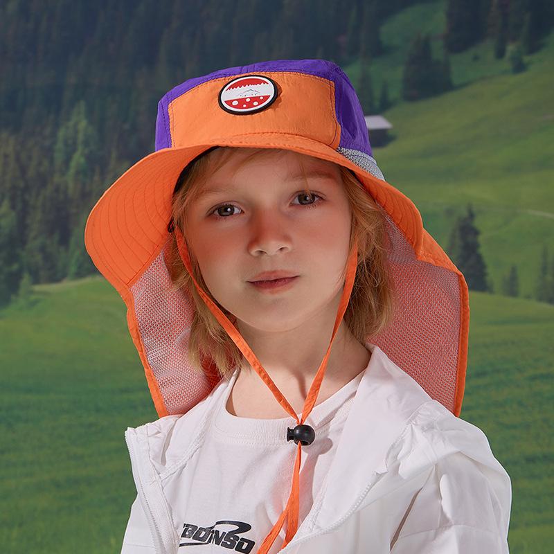 Kinderhut Sommer Outdoor Reise große Krempe Schal Nackenschutz Sonnenschutzhut schnelltrocknend wasserdicht atmungsaktiv Fischerhut