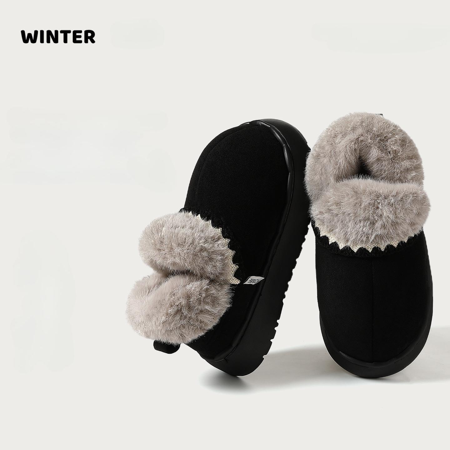 

Warm Furry Women Winter Boots Comfortable Soft Sole Windproof Faux Fur Outdoor Thick Bottom Snow Booties Fluffy Shoes for Ladies 40-41