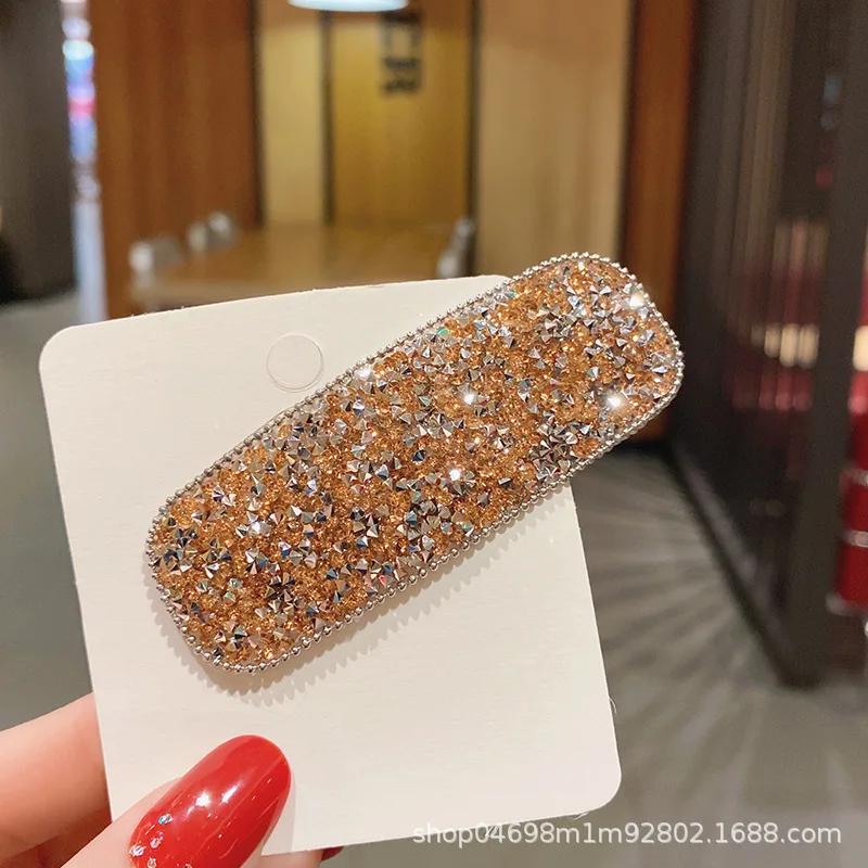 Koreanische Mode Strass Anstecknadel Tropfen Quadrat Einfache Glitzer Haarspangen Pony Haarorganizer Clips Damen Haarschmuck