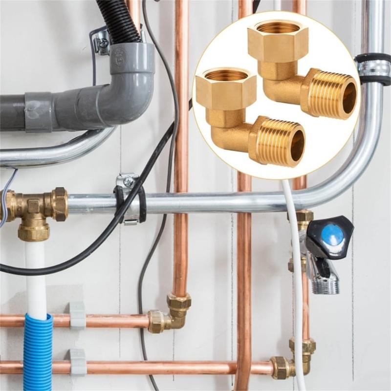 Pair Of Brass 90 Degree Elbow Connectors 1/2 Inch Elbow Joint Bathroom Pipe Adapter 2pcs for Cooling & Solar Systems