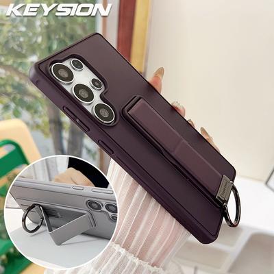 KEYSION Ударостійкий чохол для Samsung S25 Ultra 5G S25+ М'який силікон+ПК Складна підставка Задня кришка телефону для Galaxy S23 S24 Ultra
