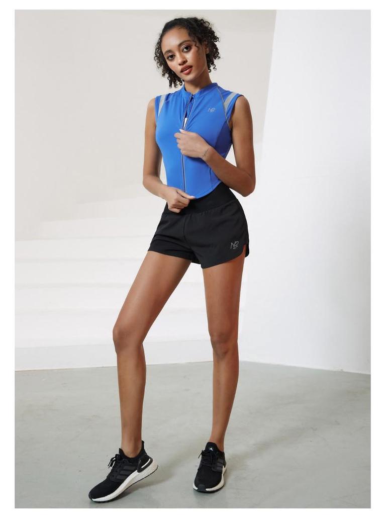 Women's Quick-Dry High-Waist Shorts with Zipper Pocket & Anti-Exposure Lining for Running & Fitness