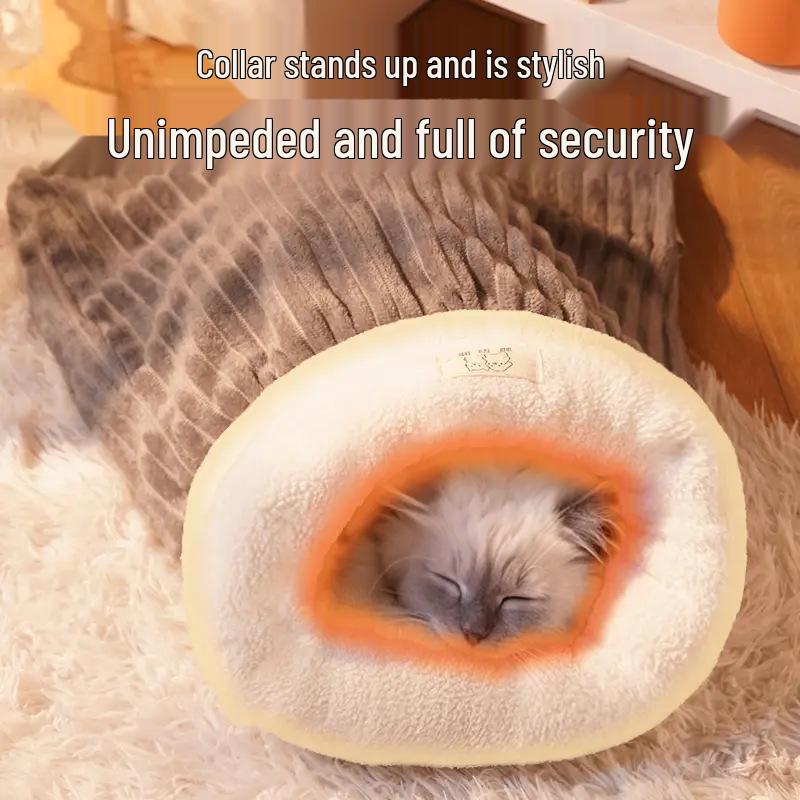 Katze Winter Wärme Schlafsack: Gemütliches Sicherheitsbett für alle Jahreszeiten mit Halbloch-Design