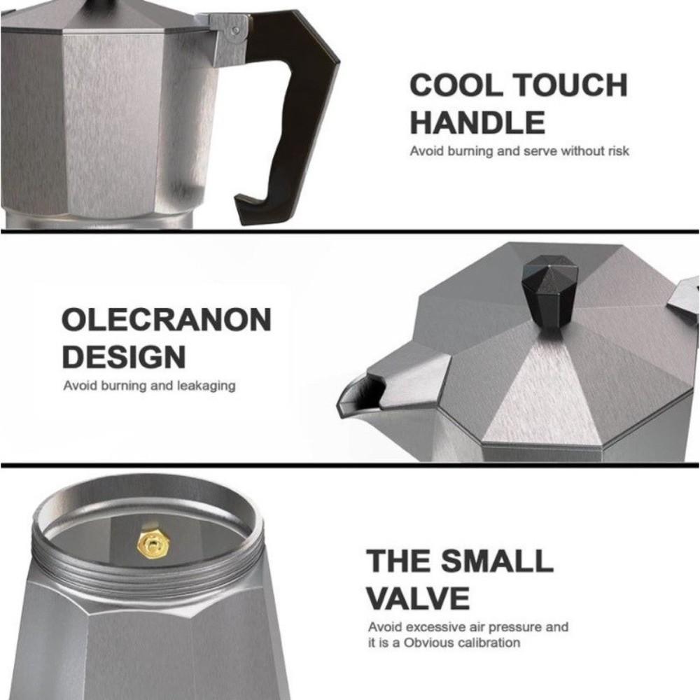 150ml/300ml Aluminum Moka Pot Octagonal Brewing Coffee Pot Vintage Coffee Percolator  Home