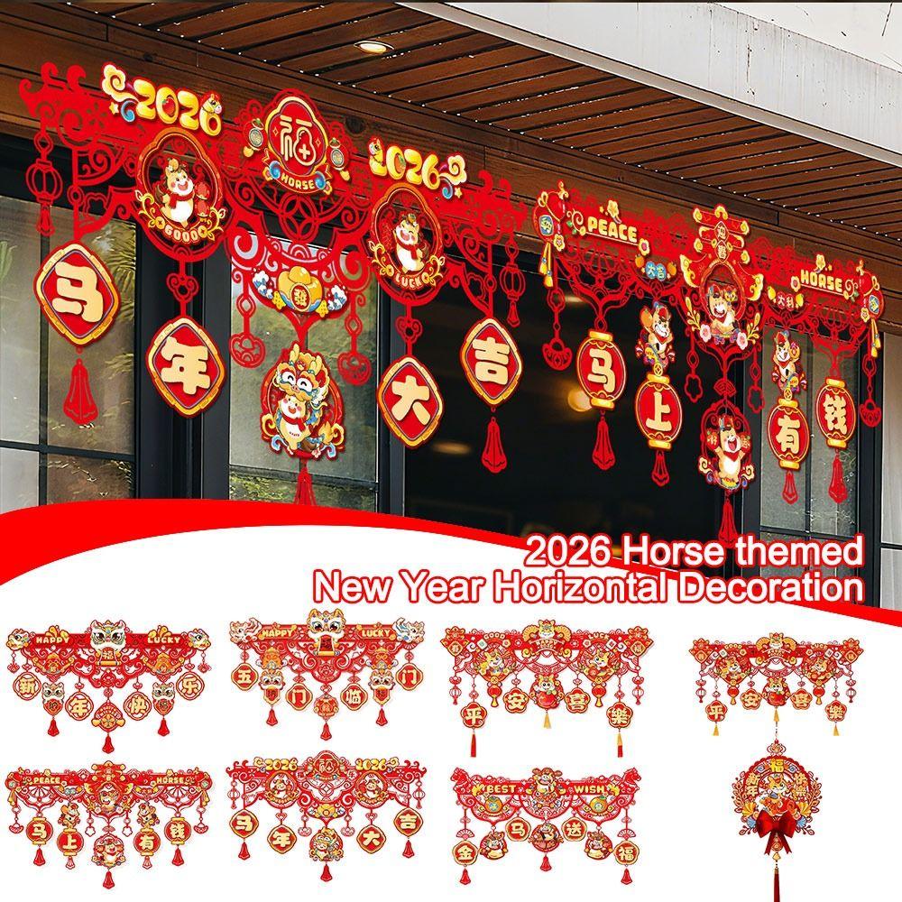 Flocking Lunar Year Decor 2026 Horse-themed New Year Decor Festive Lucky Pendant  Chinese New Year