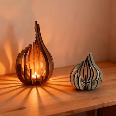 Yousheng Wooden Candle Holder Modern Minimalist Style Candlestick Tea Light Holder Handcrafted Pillar Candle Stand for Dining Table Fireplace Shelf