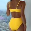 Women's High Waist Drawstring Split Bikini With Chest Pads Without Steel Bra Swimsuit