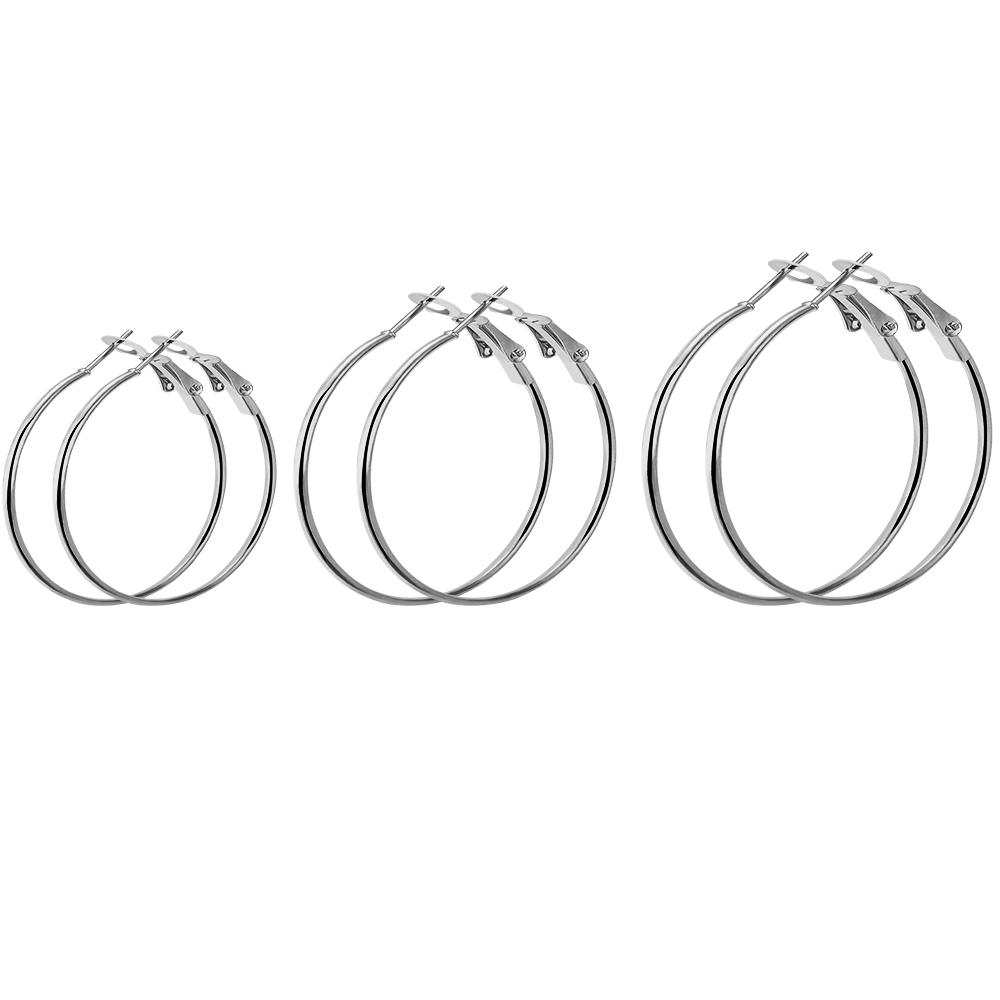 SAUVOO 3 Pairs/Set Metal Hoop Earrings Set 20/30/40mm Big Round Circle Earrings For Women Gold Silver Plated Fashion Jewelry