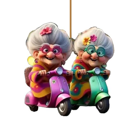 

Yousheng Acrylic Car Rear View Mirror Charm Fairy Princess/Old Lady Christmas Ornament 2D Flat Auto Hanging Accessory for Xmas Tree Car Decor B