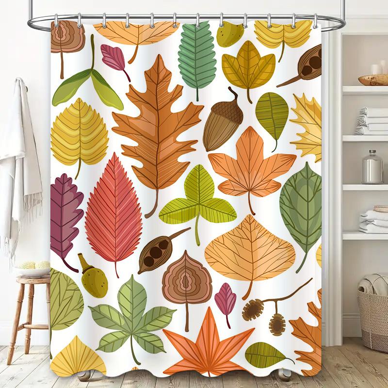Leaf Pattern Shower Curtain Autumn Decorative Bathroom Accessories for Home Decoration