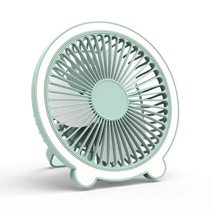 Mini Fan with Led Night Light Usb Rechargeable Fill Light Desk Fan Portable Table Lamp Variable Fan for Home Office Gift зелёный