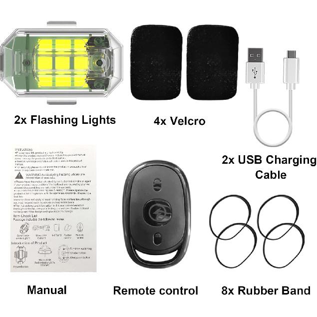 2 Pack Drone Strobe Light with 1 Pack Remote Control for DJI Avata 2/Mini 2 SE/Mini 3/Mini 4 Pro/Air 3S/Air 3/Mavic 2/2S/Mavic 3 Pro/Phantom 3 4/4