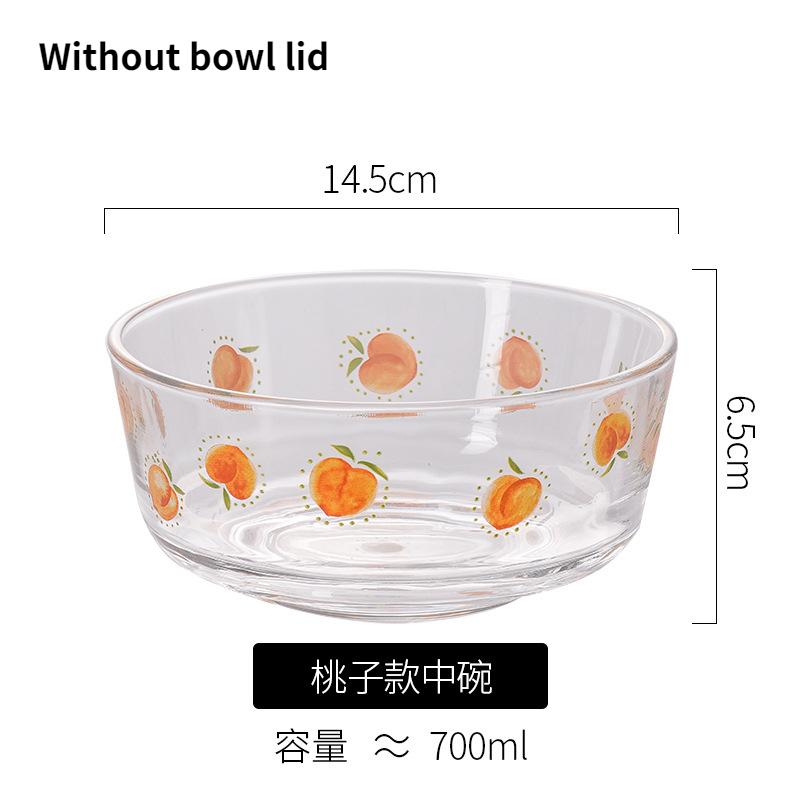 Ins Small Fresh Heat Glass Bowl Hotel Vegetable Fruit Salad Household Rice Instant Insulation