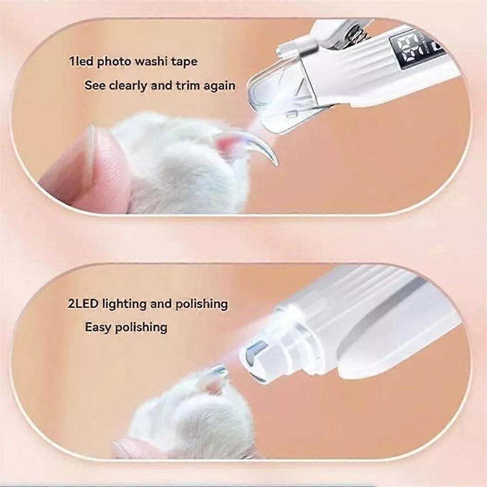 WhisperTrim Pet Nail Trimmer,Portable 2in1 Dog Cat Electric Nail Clipper w Light