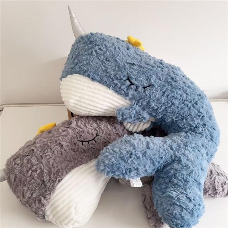 Plush Whale Pillow Soft Embroidered Animal Decor For Home Couch Bed Office