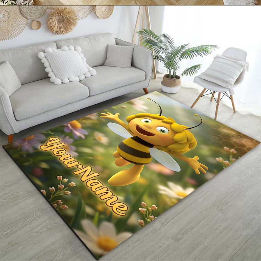 Biene Maja Personalisierbarer Namens-Teppich Perfekt für Eingangsbereiche Outdoor-Spielzimmer Küchen Rutschfester Teppich Anime Bürodekoration Geschenk für Festivals