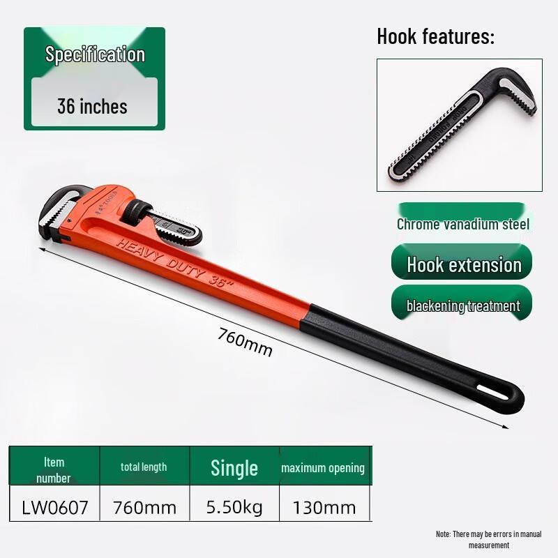 SMVP American Heavy-Duty Pipe Wrench CN plug (adapter included)