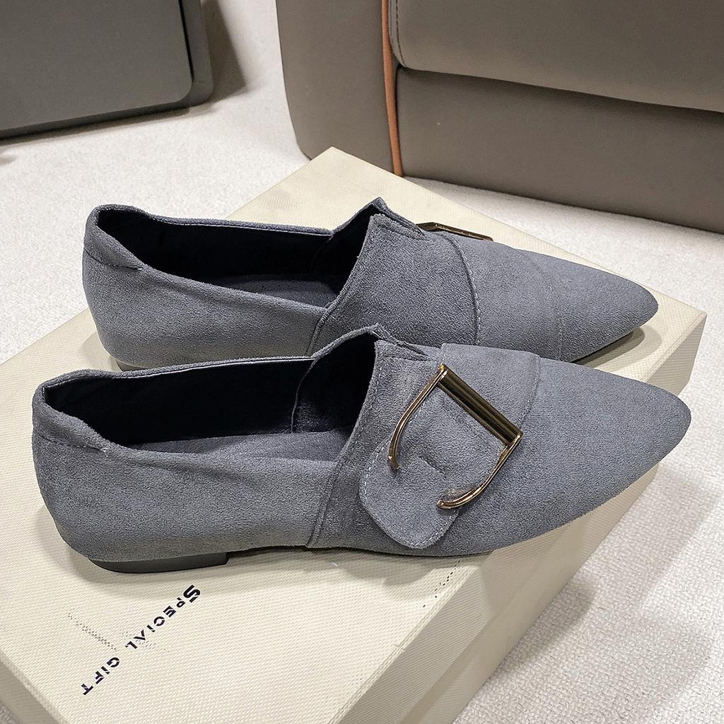 Spring and Autumn Footwear Plus Size Pointed Shoes Joker Flat-bottomed Soft Leather Women's Shoes