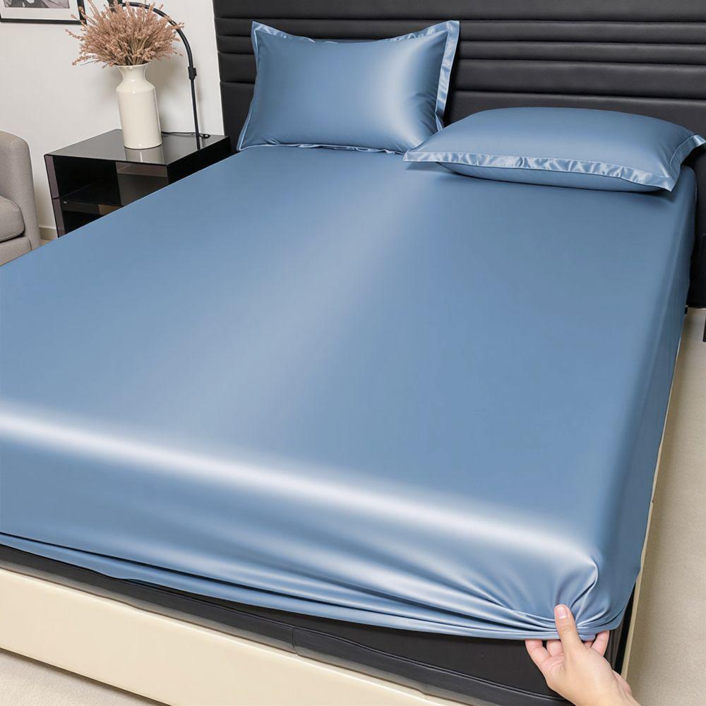 

2025 Премиальная простыня на резинке из ледяного шелка - Имитация тенселя, Класс А, Безопасна для матери и ребенка, Машинная стирка, Очень глубокая посадка 180cm x 200cm