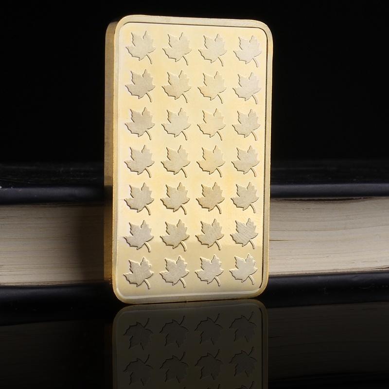 Moneta Foglia d'Acero Canadese Rettangolo Aureo Moneta Commemorativa Canadese da Collezione