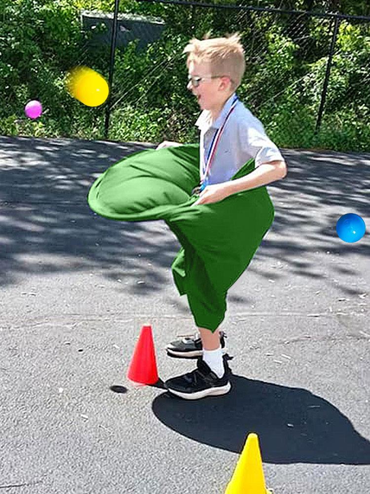 Granny Pants Field Family Reunion Game with 4 Bouncy Balls Freaky Party Game with Oversized Pants for Outside Backyard Field Day