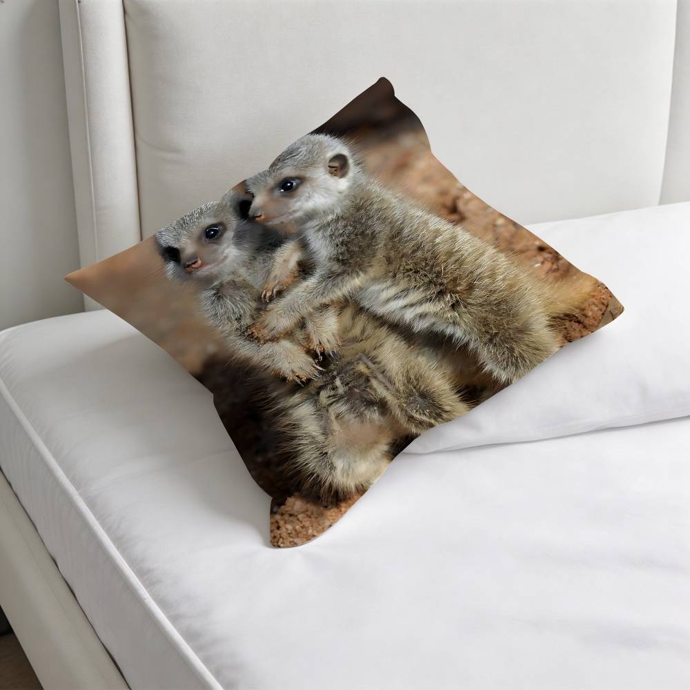 Cute Baby MMeerkat Fashion Square Pillow Case Durable Throw Pillow Cover for Sofa Couch Chair