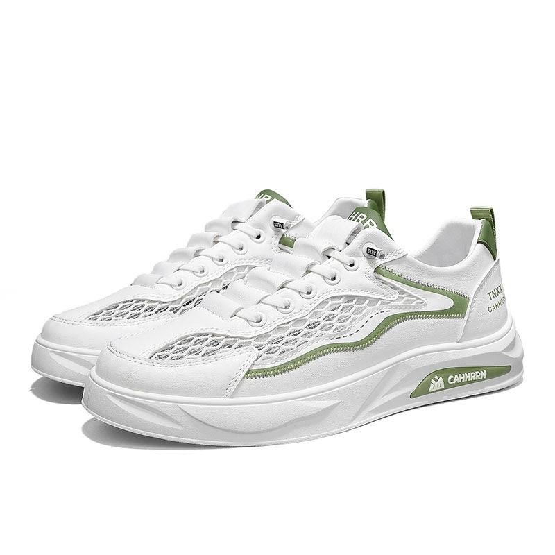 Board Shoes Student Little White Shoes Men's Summer Breathable Big Net Hollow Men's Shoes 2025 New Casual Sports Shoes Youth