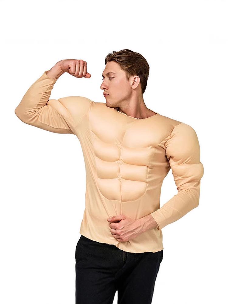 Muscle Suit T-Shirt for Halloween Cosplay - Fake Abs Party Costume for Adults