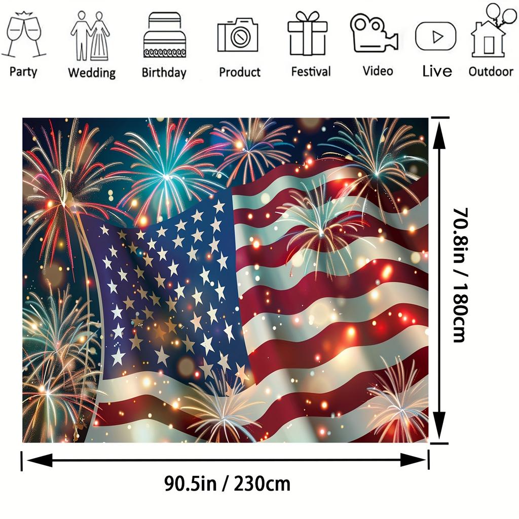 Independence Day flag and fireworks background indoor and outdoor decorations holiday decorations