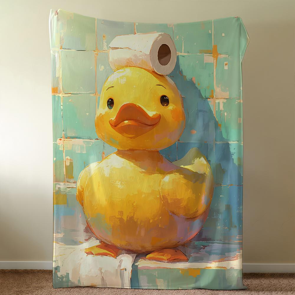 Duckling With Toilet Paper Hat Blanket Throw Super Cosy Plush Living Room Sofa Couch Childish Birthday Gifts